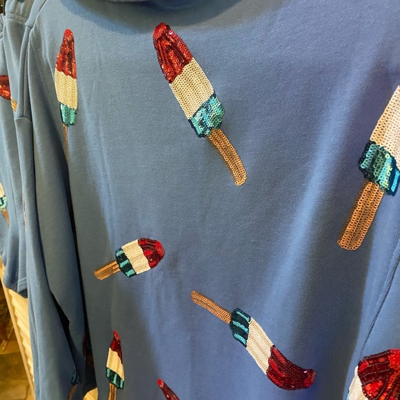 Queen of Sparkles Blue Bomb Pop Collared Sweatshirt and Shorts Outfit - Picture 7 of 9